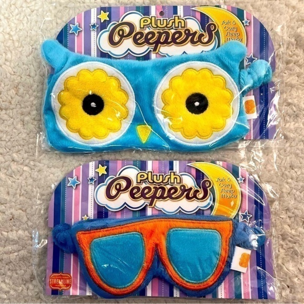 Streamline Plush Peepers Eye Sleep Mask Set of 2